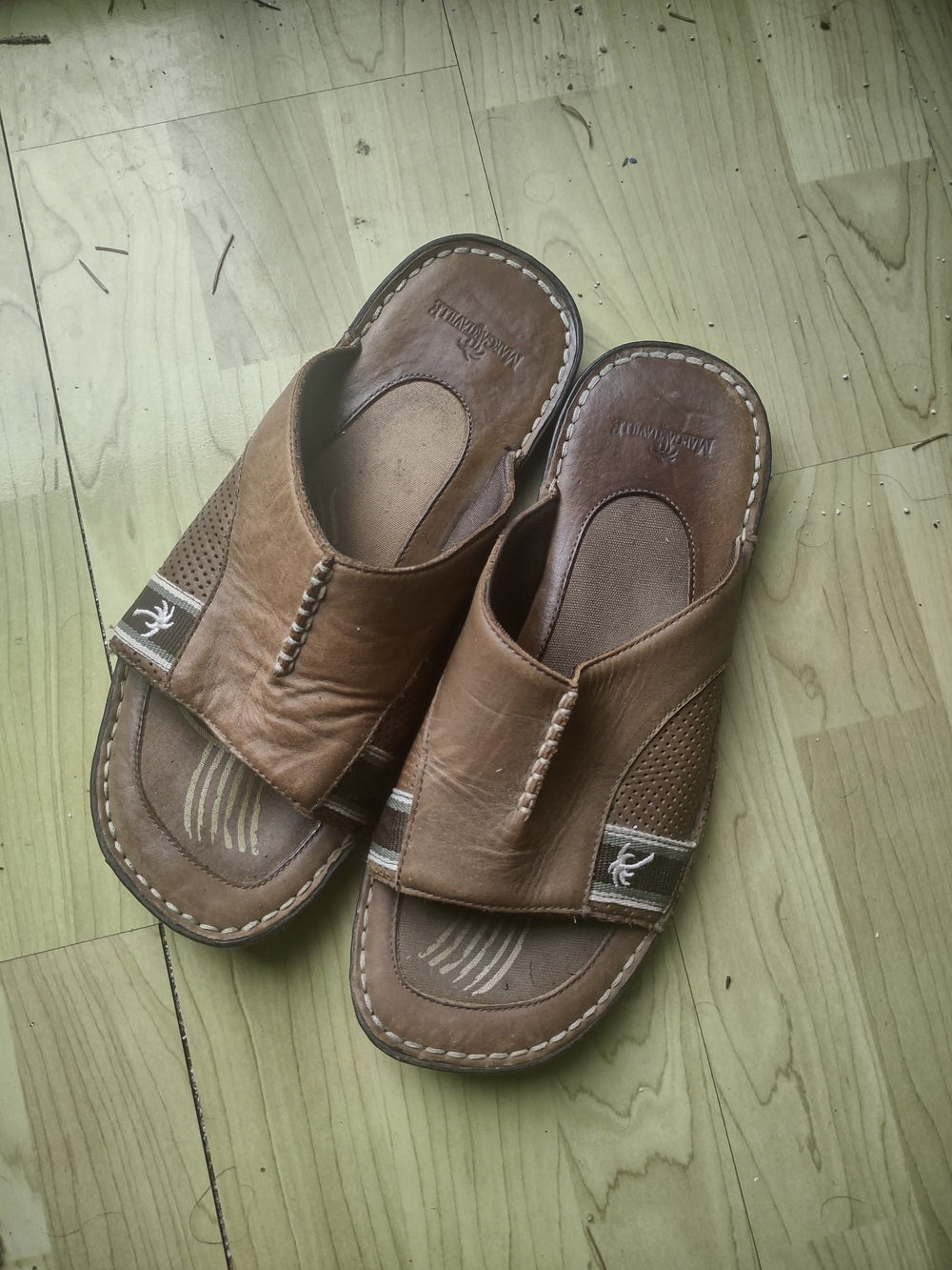 Men's Brown Leather Slide Sandals
